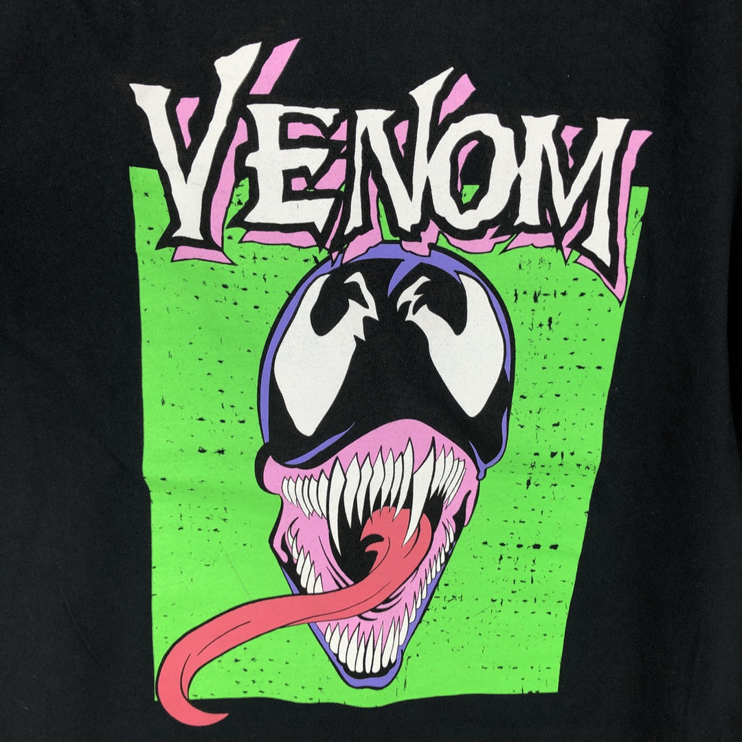 Marvel VENOM Character Print T-Shirt, Men's L size cotton black type Vintage Second Hand