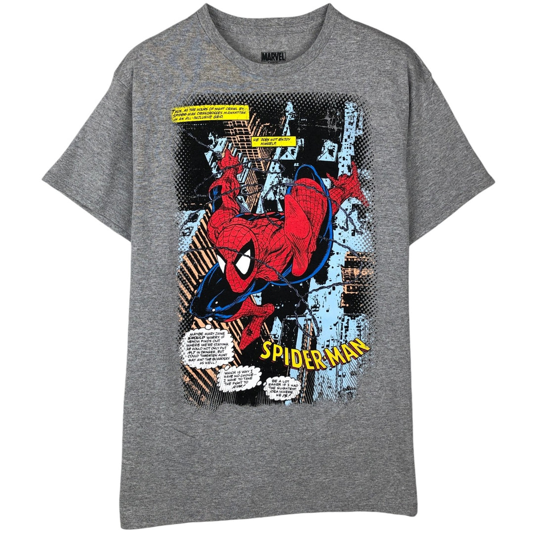 Marvel Spider-Man character print T-shirt, men's size M cotton gray type Vintage Second Hand