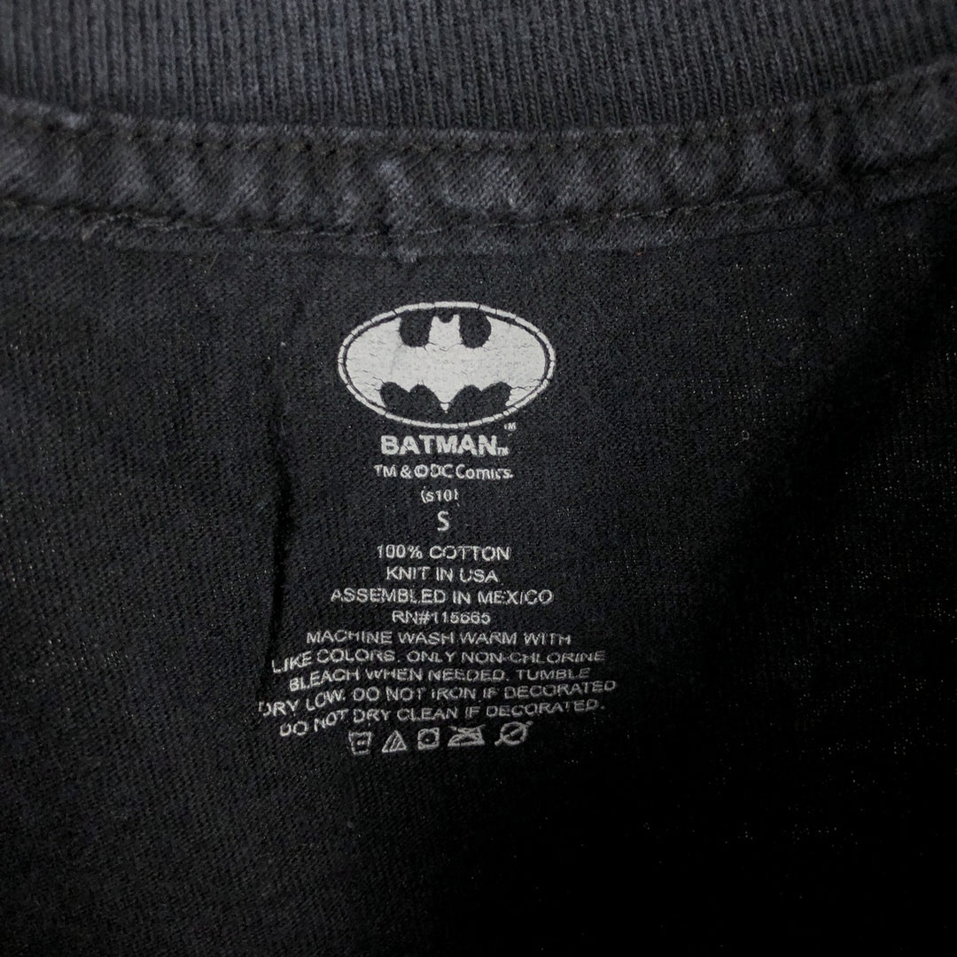 BATMAN character print T-shirt, made in USA, men's size S. cotton black type Vintage Second Hand
