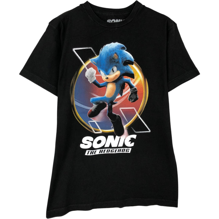 SONIC THE MOVIE Movie T-shirt (Men's size M) cotton black type Vintage Second Hand