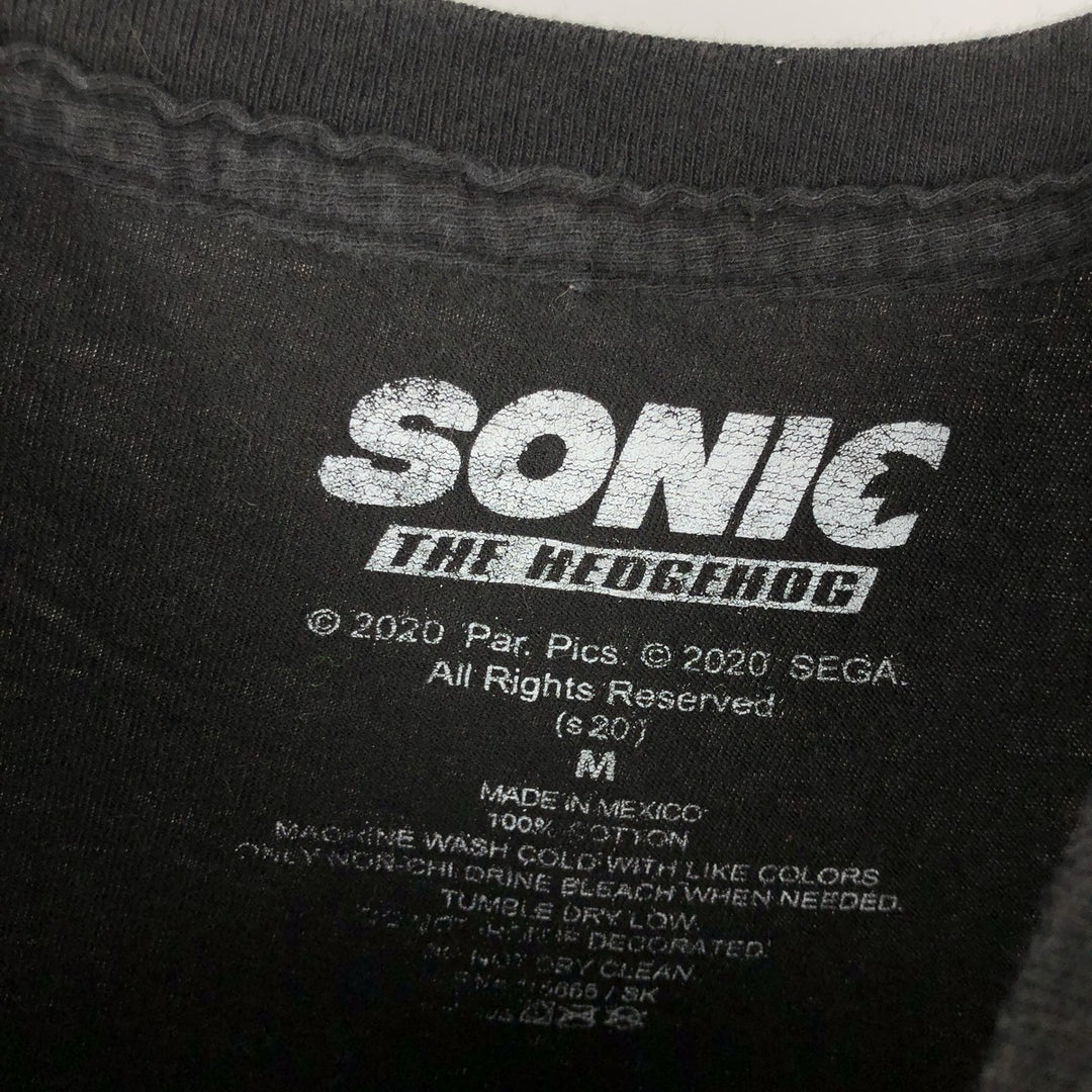 SONIC THE MOVIE Movie T-shirt (Men's size M) cotton black type Vintage Second Hand