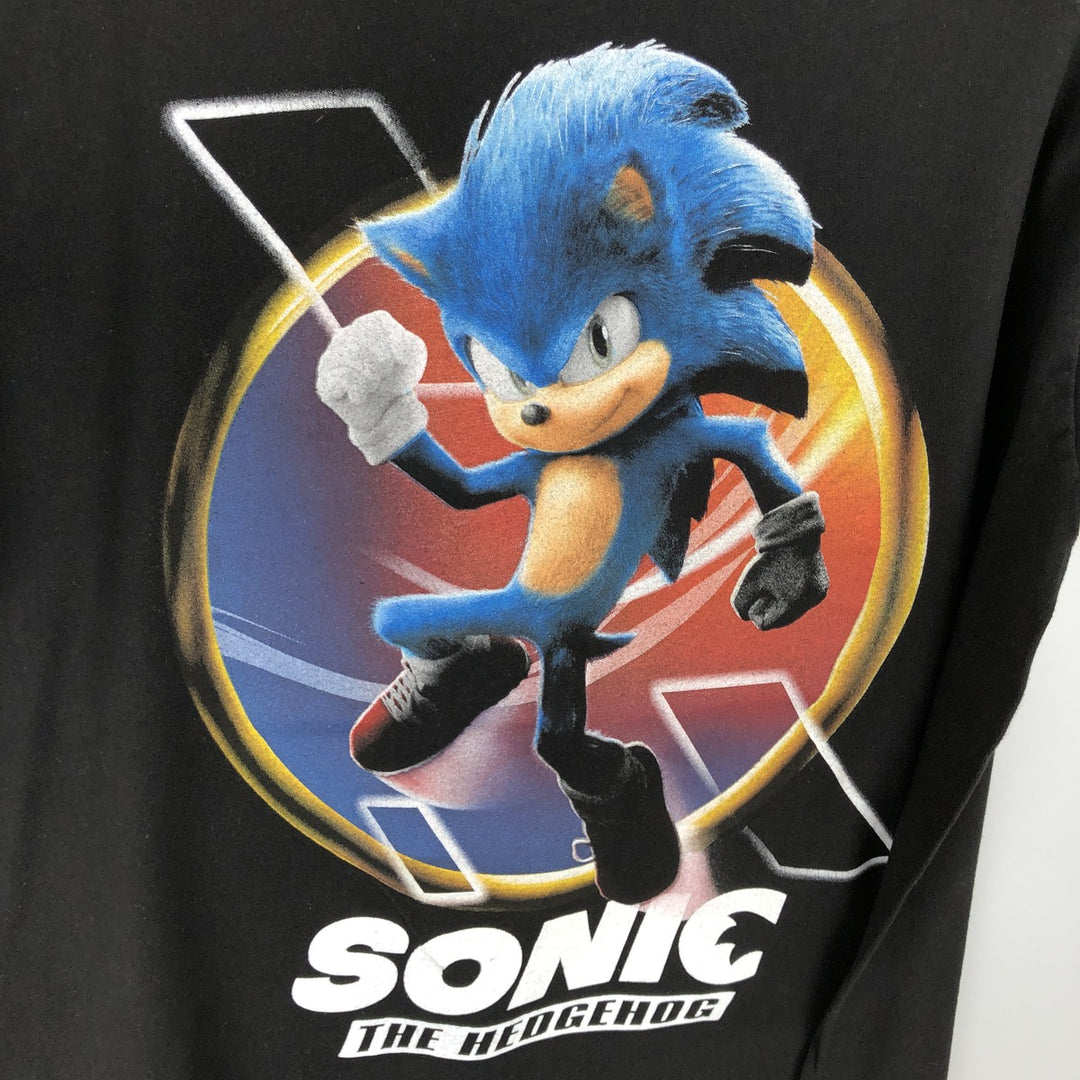 SONIC THE MOVIE Movie T-shirt (Men's size M) cotton black type Vintage Second Hand