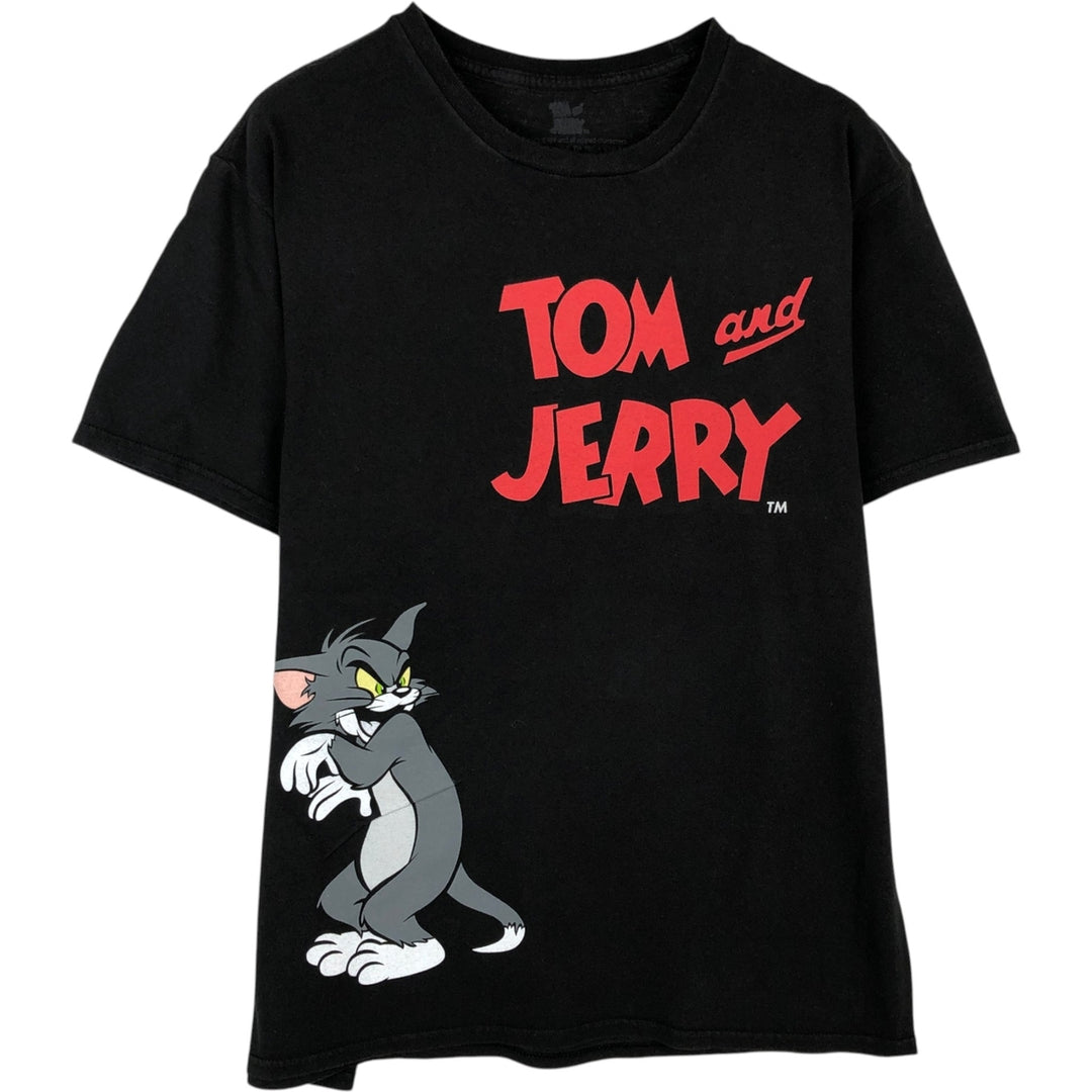 TOM and JERRY Tom and Jerry character print T-shirt, men's size L cotton black type Vintage Second Hand
