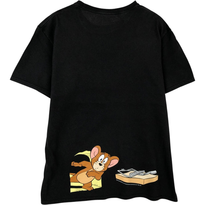 TOM and JERRY Tom and Jerry character print T-shirt, men's size L cotton black type Vintage Second Hand