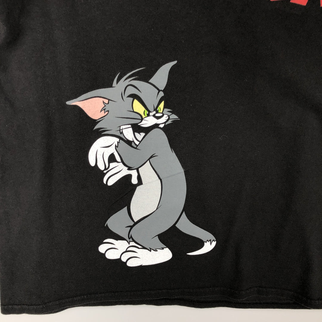 TOM and JERRY Tom and Jerry character print T-shirt, men's size L cotton black type Vintage Second Hand