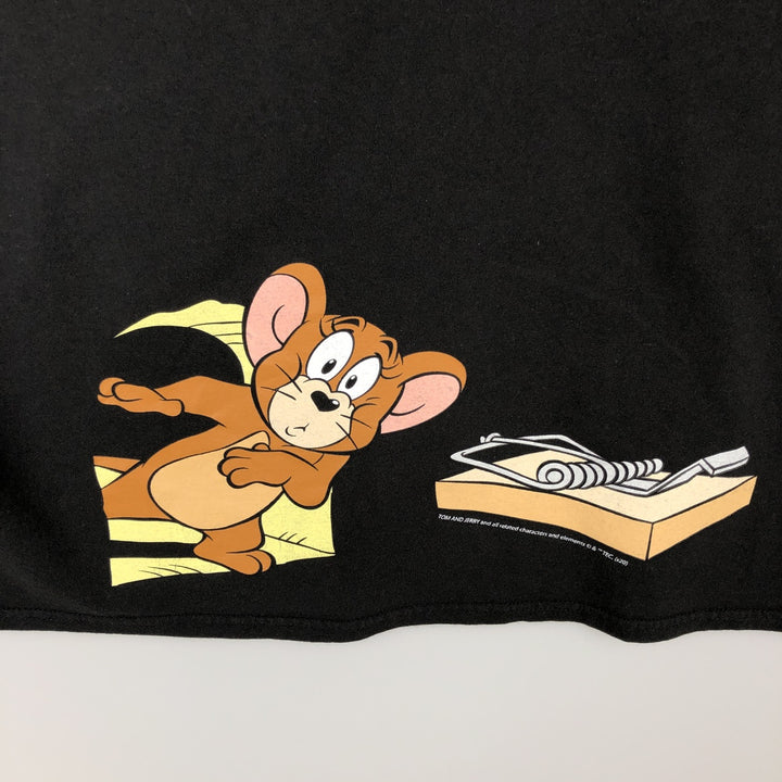 TOM and JERRY Tom and Jerry character print T-shirt, men's size L cotton black type Vintage Second Hand