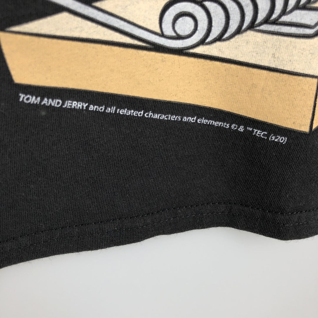 TOM and JERRY Tom and Jerry character print T-shirt, men's size L cotton black type Vintage Second Hand