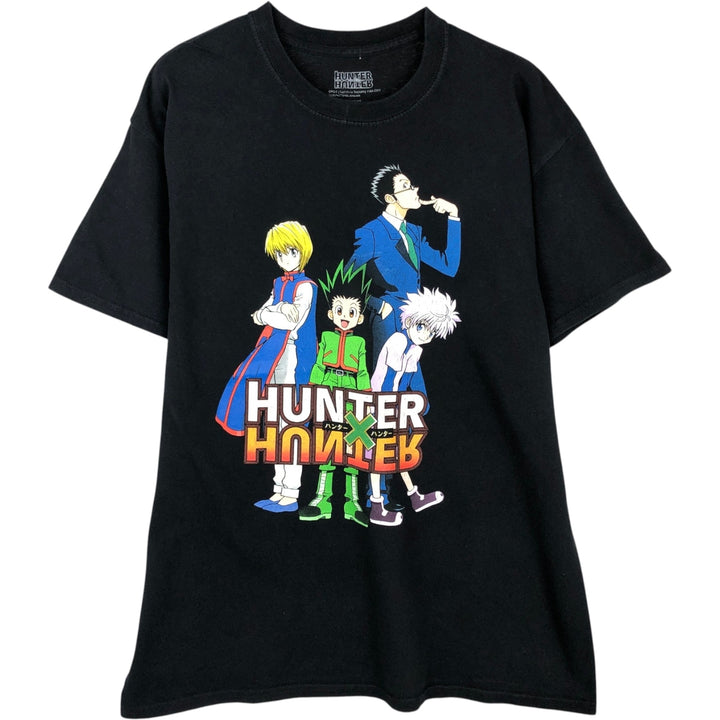 HUNTERxHUNTER Anime Character Print T-Shirt, Men's Size L cotton black type Vintage Second Hand