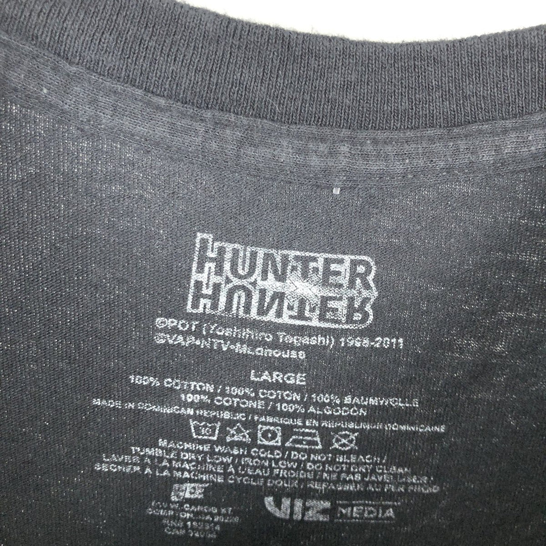 HUNTERxHUNTER Anime Character Print T-Shirt, Men's Size L cotton black type Vintage Second Hand