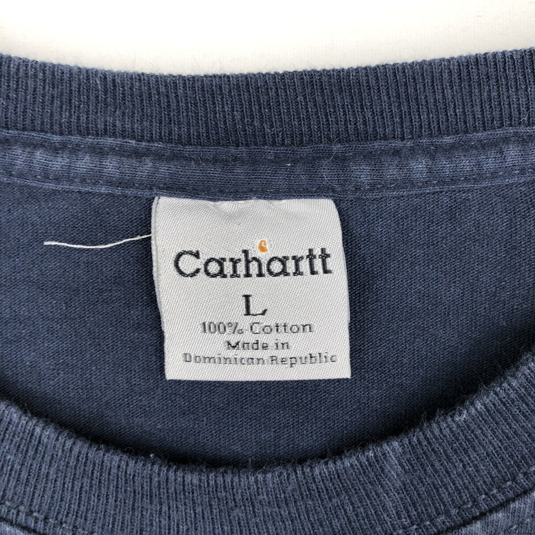 Carhartt Solid Pocket Long T-Shirt, Men's Size L cotton navy blue type Vintage Second Hand