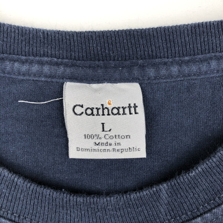 Carhartt Solid Pocket Long T-Shirt, Men's Size L cotton navy blue type Vintage Second Hand