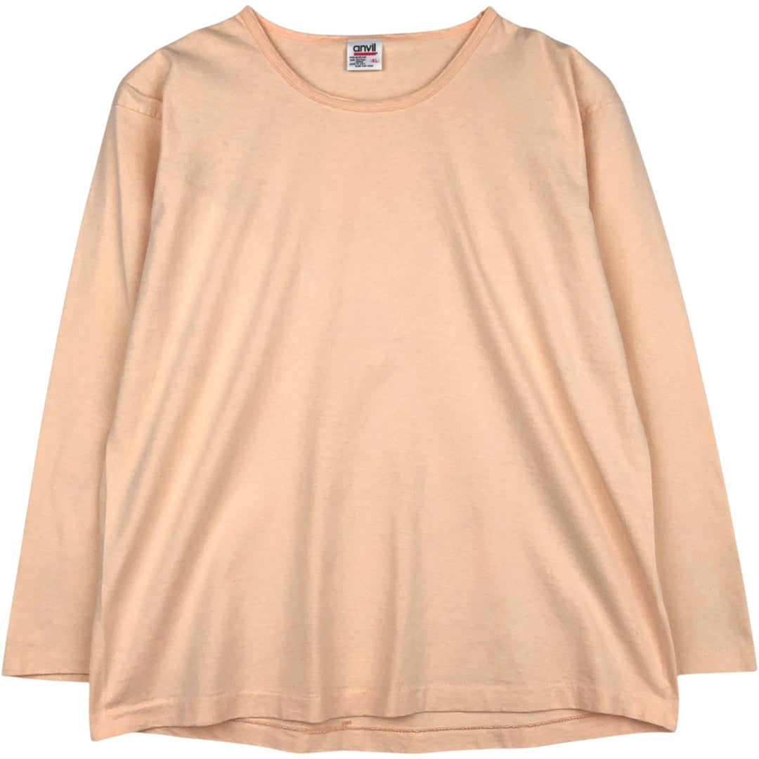 90'S Anvil Long-Sleeve T-Shirt, Made in USA, Men's XL (approx.), Vintage cotton pink type Vintage Second Hand