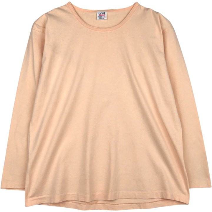 90'S Anvil Long-Sleeve T-Shirt, Made in USA, Men's XL (approx.), Vintage cotton pink type Vintage Second Hand
