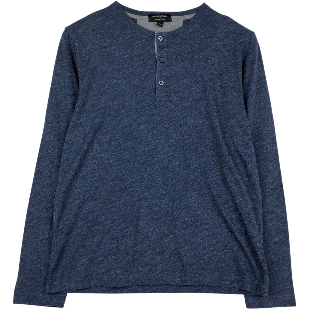 Banana Republic Henley Neck Long T-Shirt, Men's Size M cotton navy blue type Vintage Second Hand