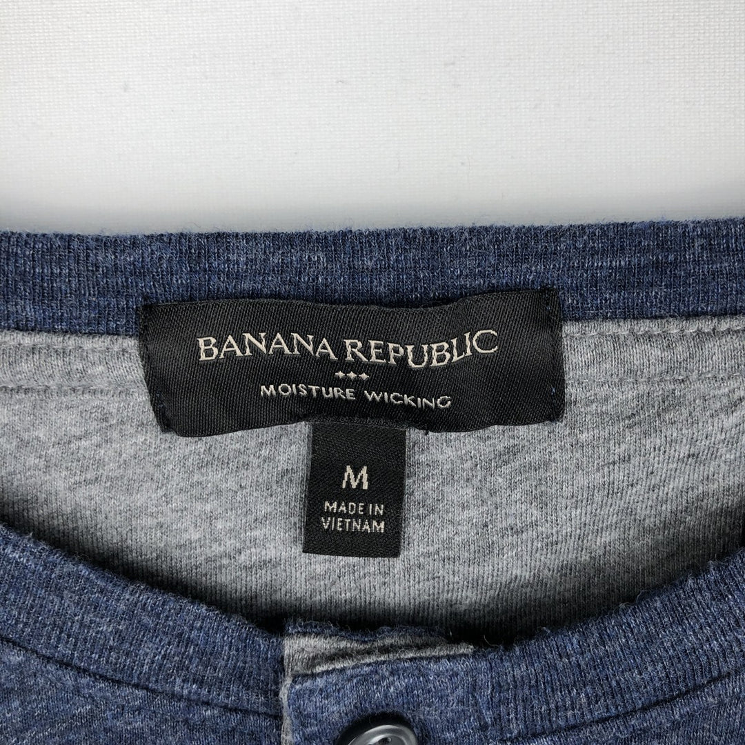 Banana Republic Henley Neck Long T-Shirt, Men's Size M cotton navy blue type Vintage Second Hand