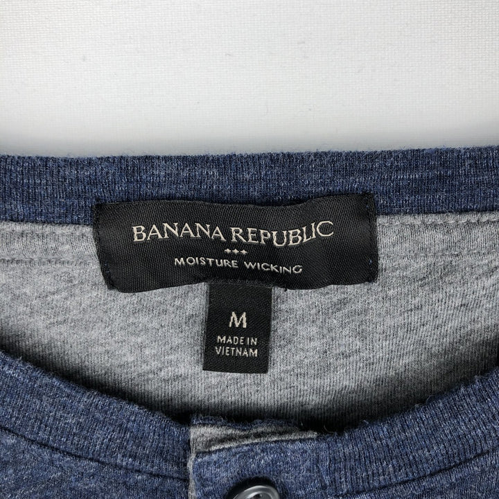 Banana Republic Henley Neck Long T-Shirt, Men's Size M cotton navy blue type Vintage Second Hand