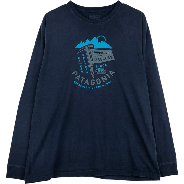 Patagonia regular fit 38930FA16 Long-sleeved T-shirt (Men's size M equivalent) cotton navy blue type Vintage Second Hand