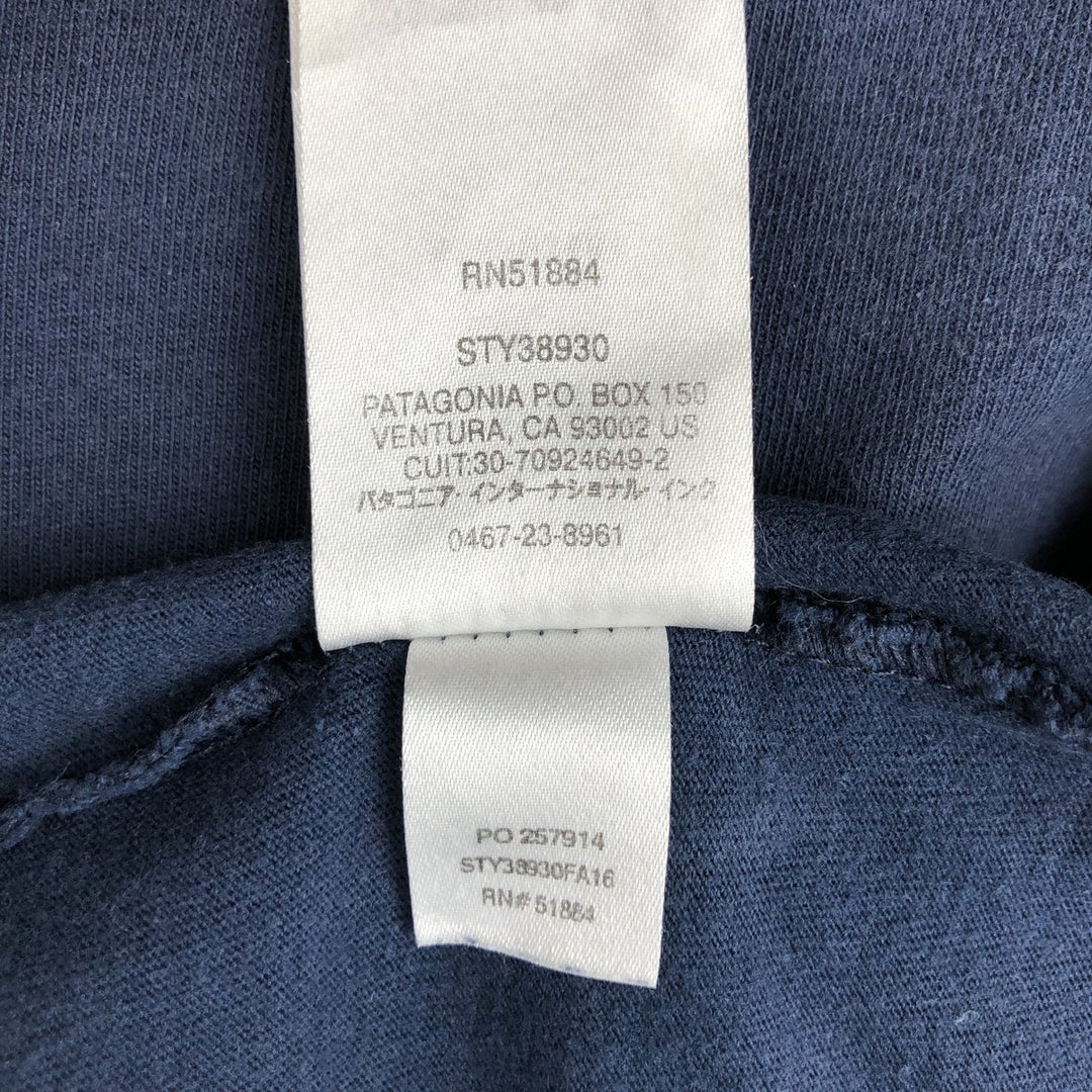 Patagonia regular fit 38930FA16 Long-sleeved T-shirt (Men's size M equivalent) cotton navy blue type Vintage Second Hand