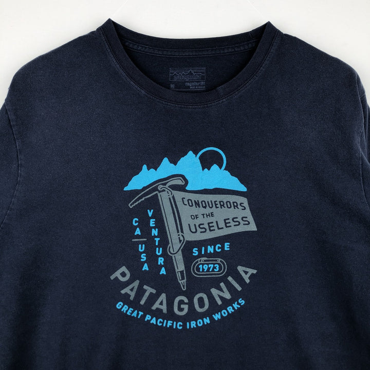 Patagonia regular fit 38930FA16 Long-sleeved T-shirt (Men's size M equivalent) cotton navy blue type Vintage Second Hand