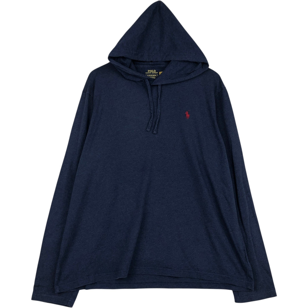 Ralph Lauren POLO RALPH LAUREN hooded long-sleeved T-shirt, men's size XL unclear navy blue type Vintage Second Hand