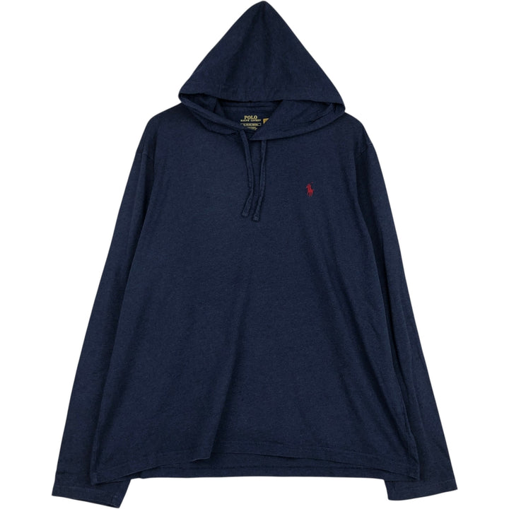 Ralph Lauren POLO RALPH LAUREN hooded long-sleeved T-shirt, men's size XL unclear navy blue type Vintage Second Hand