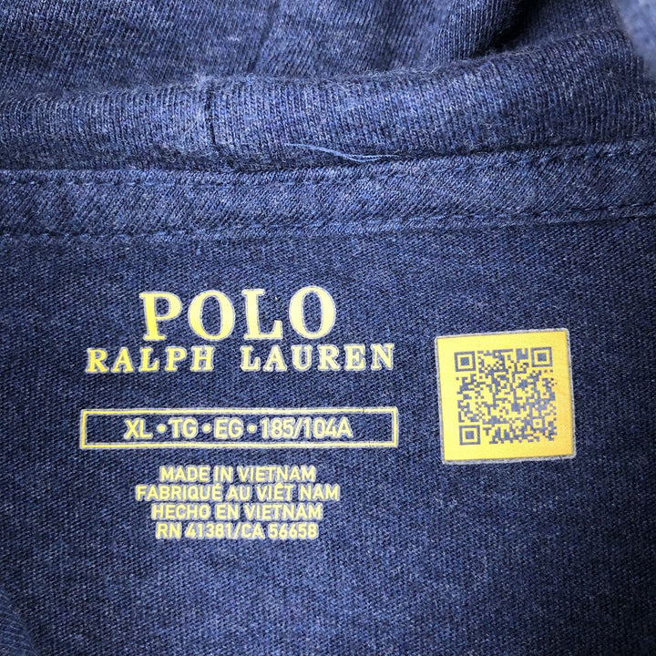 Ralph Lauren POLO RALPH LAUREN hooded long-sleeved T-shirt, men's size XL unclear navy blue type Vintage Second Hand