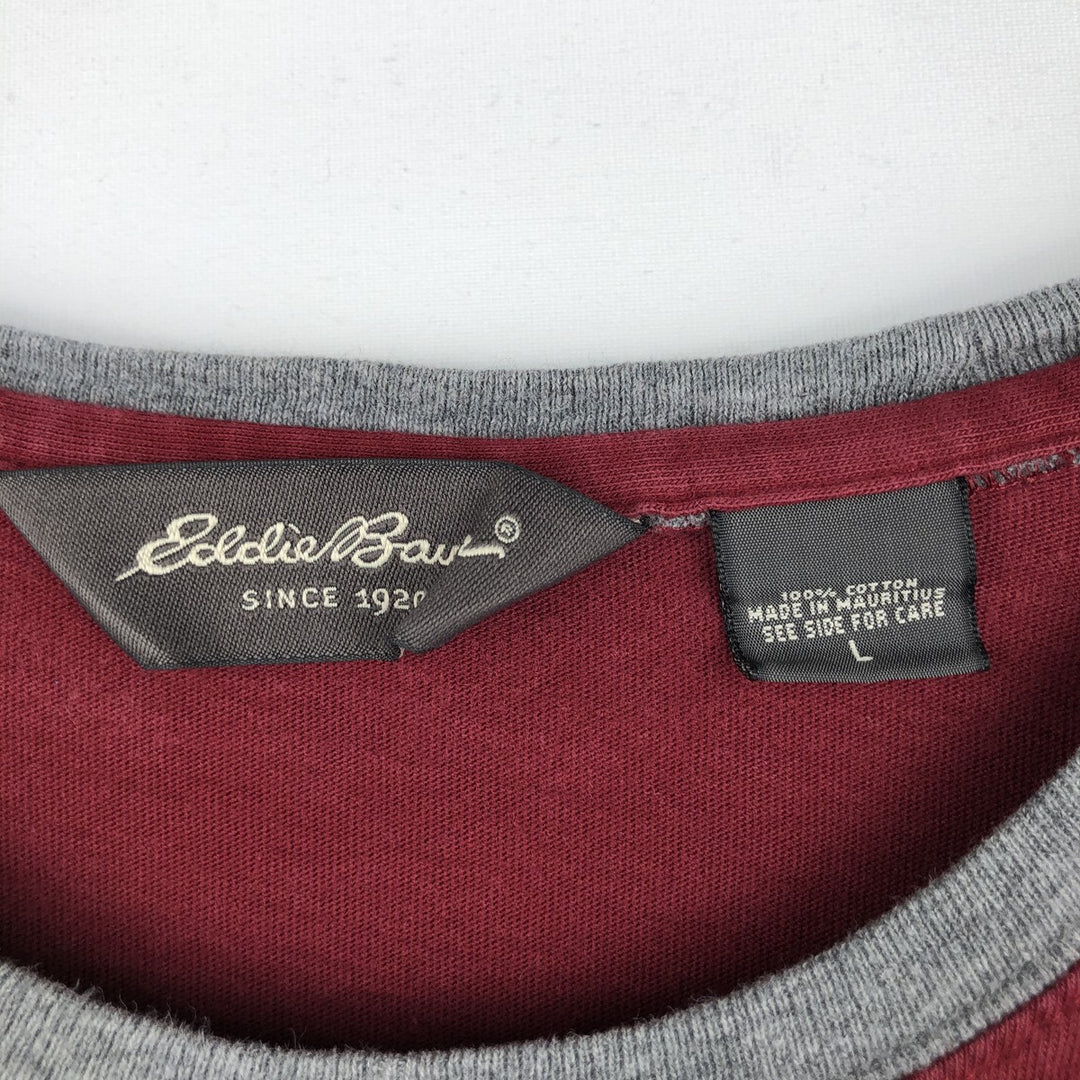 Eddie Bauer long-sleeved T-shirt, men's size L cotton red type Vintage Second Hand