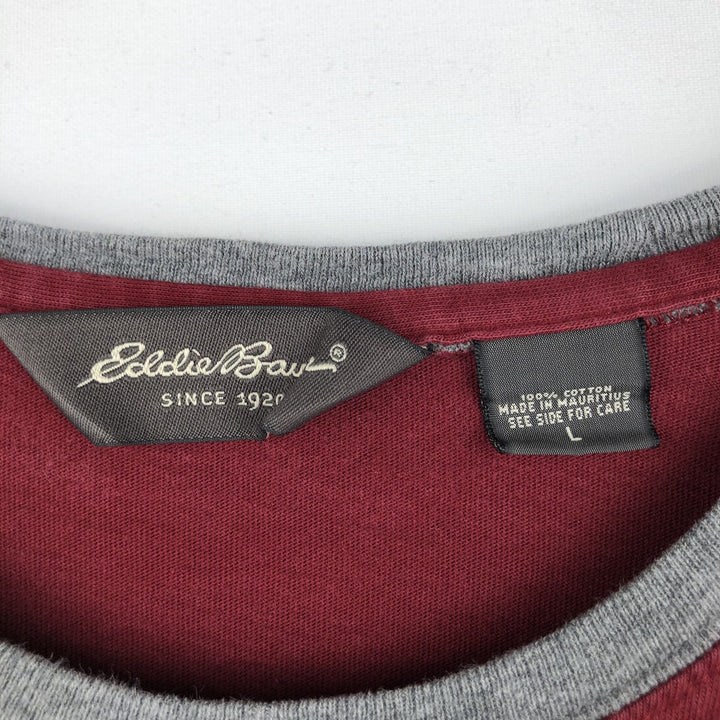 Eddie Bauer long-sleeved T-shirt, men's size L cotton red type Vintage Second Hand