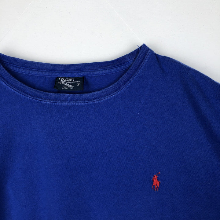 Ralph Lauren POLO by Ralph Lauren long-sleeved T-shirt, men's size M cotton blue type Vintage Second Hand