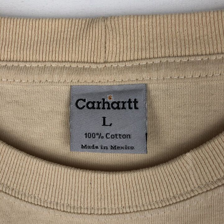 Carhartt Solid Pocket Long T-Shirt, Men's Size L cotton unbleached Vintage Second Hand