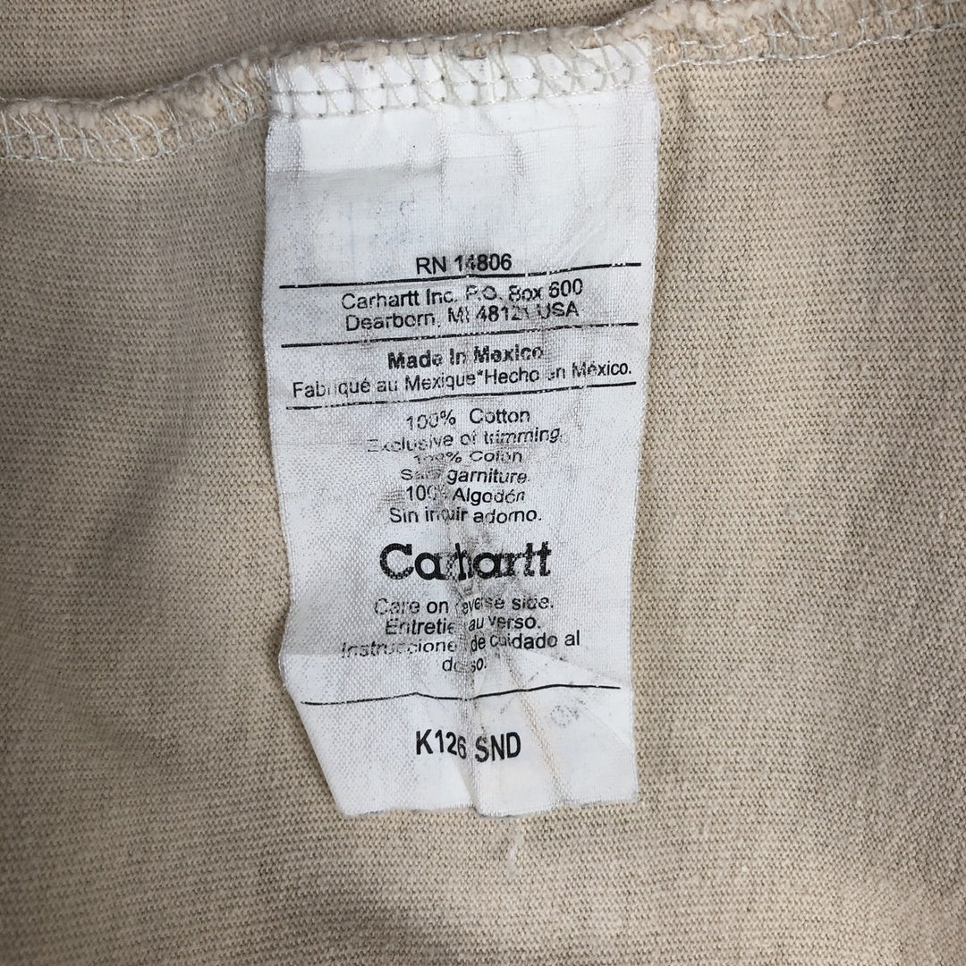Carhartt Solid Pocket Long T-Shirt, Men's Size L cotton unbleached Vintage Second Hand