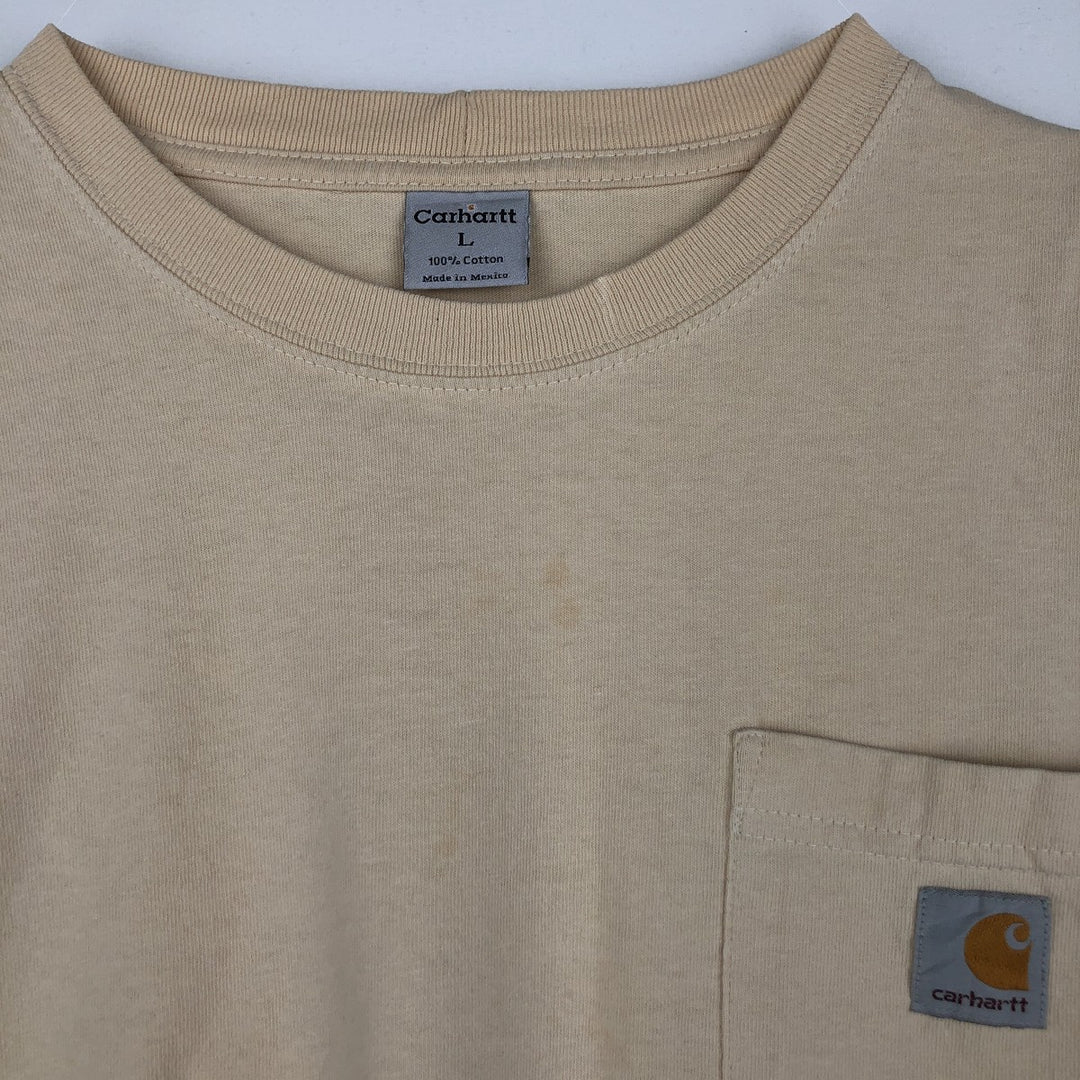 Carhartt Solid Pocket Long T-Shirt, Men's Size L cotton unbleached Vintage Second Hand