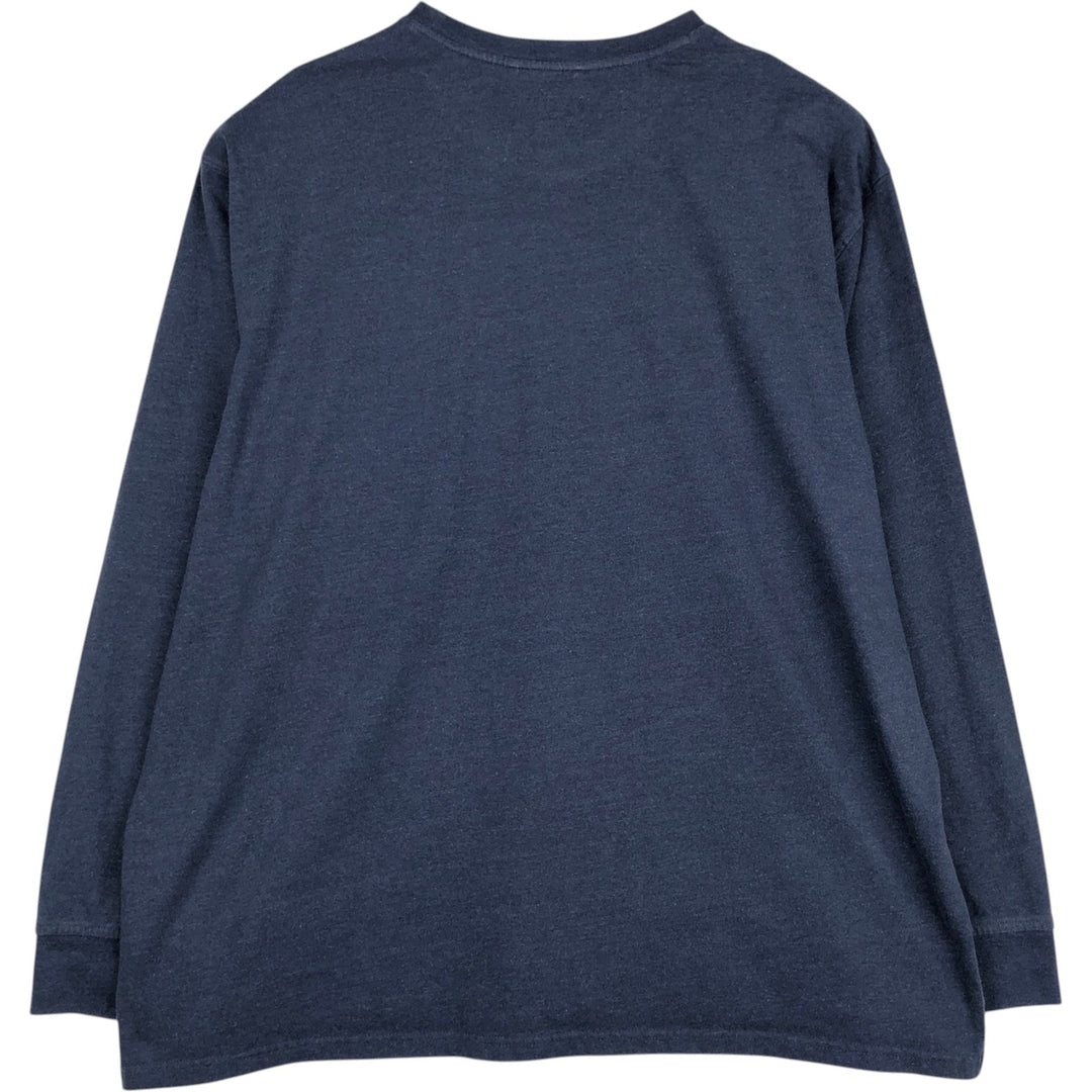 2000'S Woolrich plain pocket long-sleeved T-shirt, men's size XXL equivalent. cotton navy blue type Vintage Second Hand
