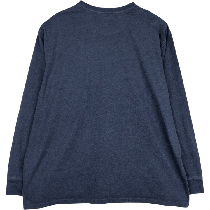2000'S Woolrich plain pocket long-sleeved T-shirt, men's size XXL equivalent. cotton navy blue type Vintage Second Hand
