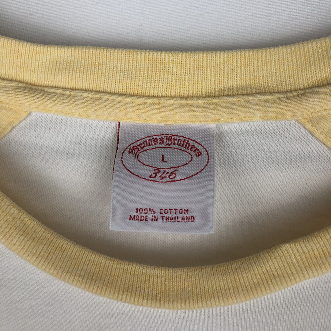 Brooks Brothers 346 Long-Sleeve T-Shirt (Men's Size L) cotton white type Vintage Second Hand
