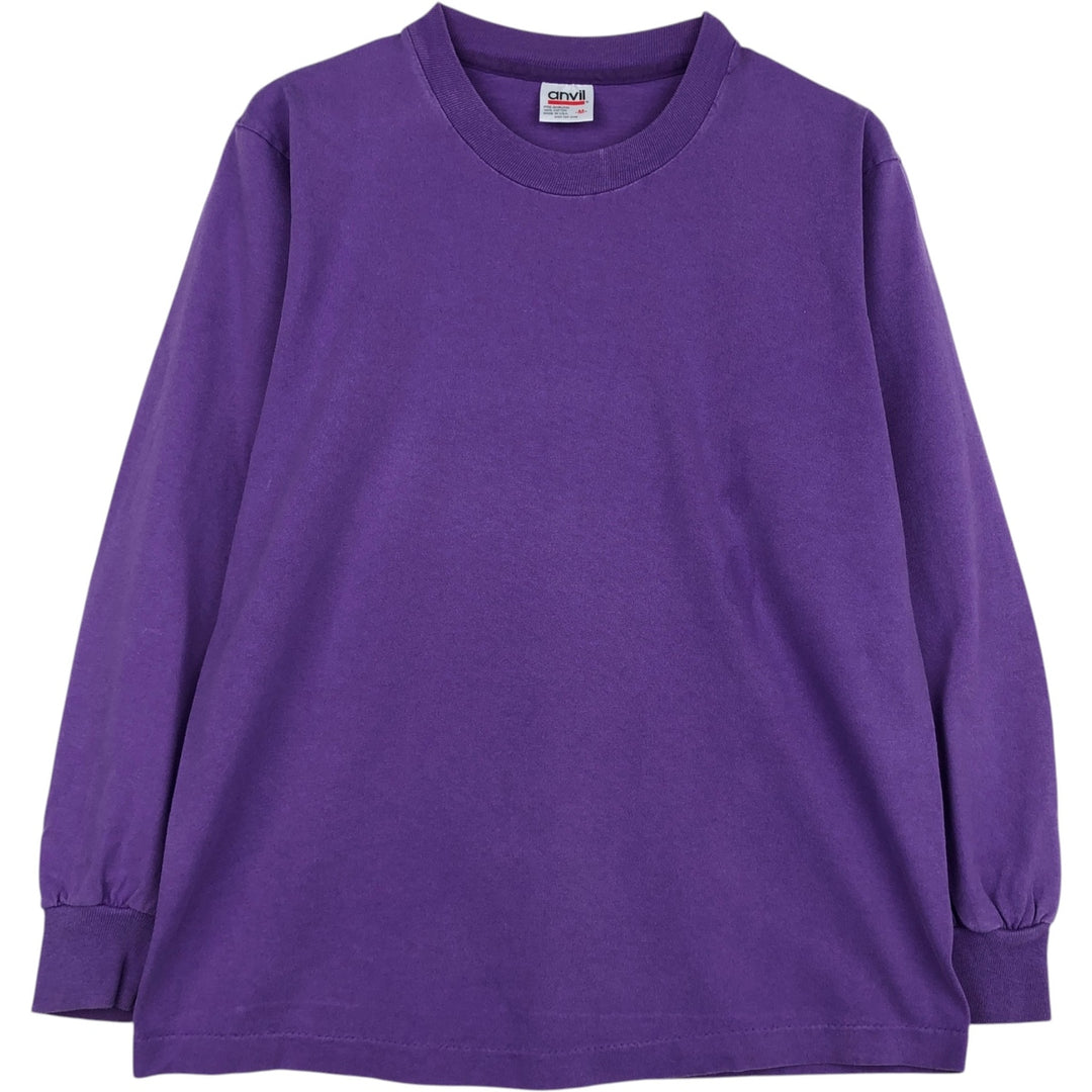 90'S Anvil Long-Sleeve T-Shirt, Made in USA, Men's Size M (Equivalent), Vintage cotton purple type Vintage Second Hand