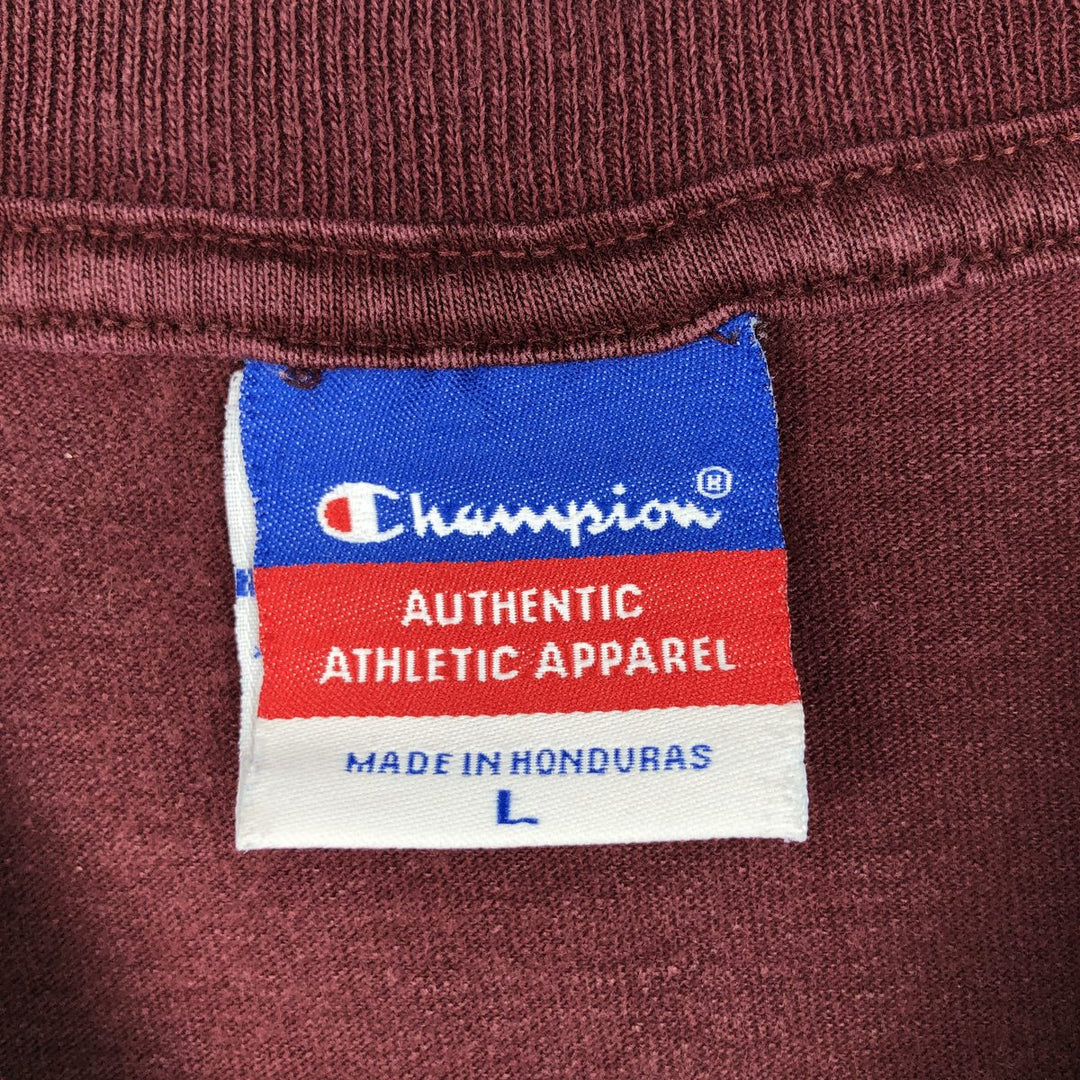 2000'S Champion Long-Sleeve T-Shirt (Men's Size L) unclear wine-red Vintage Second Hand