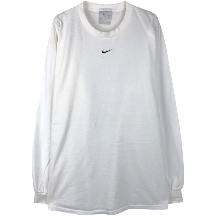 Nike Center Logo Long Sleeve T-Shirt, Men's L Size cotton white type Vintage Second Hand