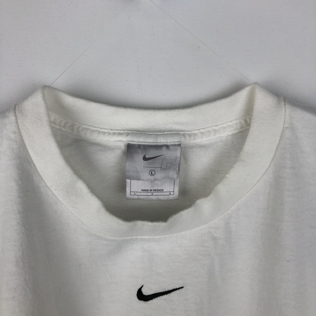 Nike Center Logo Long Sleeve T-Shirt, Men's L Size cotton white type Vintage Second Hand