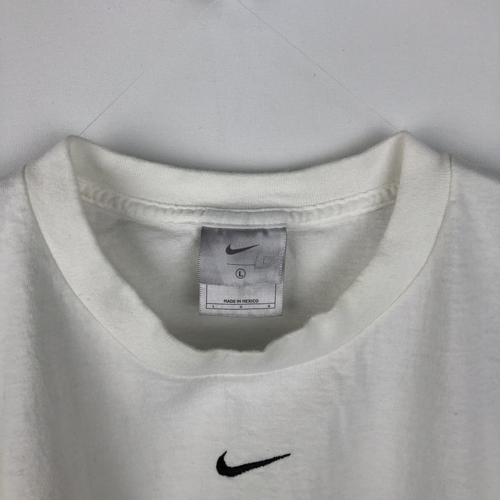 Nike Center Logo Long Sleeve T-Shirt, Men's L Size cotton white type Vintage Second Hand