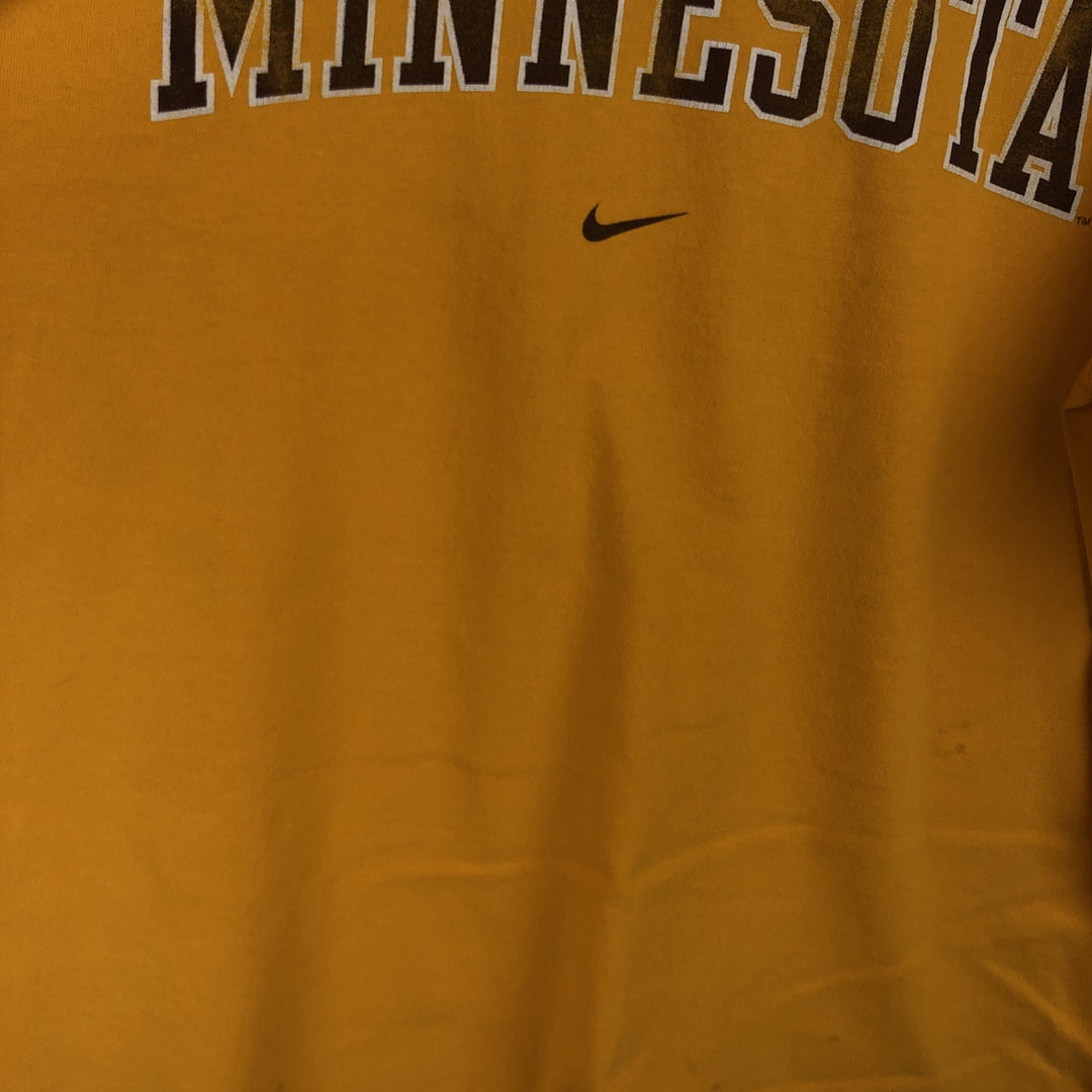 Nike MINNESOTA College Center Logo Long-Sleeve T-Shirt (Men's Size M) cotton yellow type Vintage Second Hand