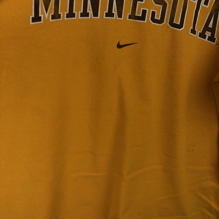 Nike MINNESOTA College Center Logo Long-Sleeve T-Shirt (Men's Size M) cotton yellow type Vintage Second Hand