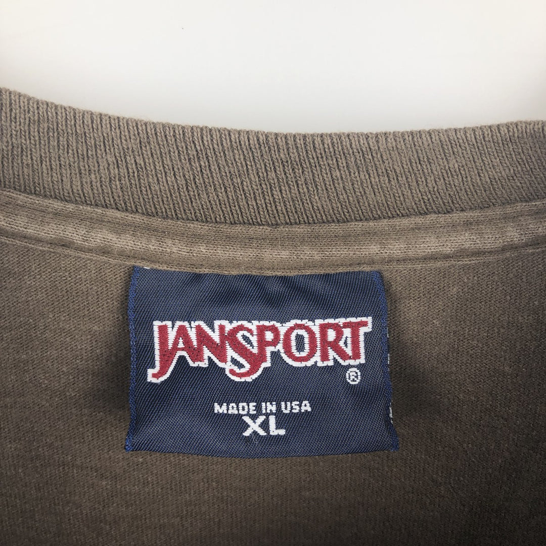 Jansport Brown University College Long-Sleeve T-Shirt, Made in USA, Men's Size XL (approx.) cotton brown type Vintage Second Hand