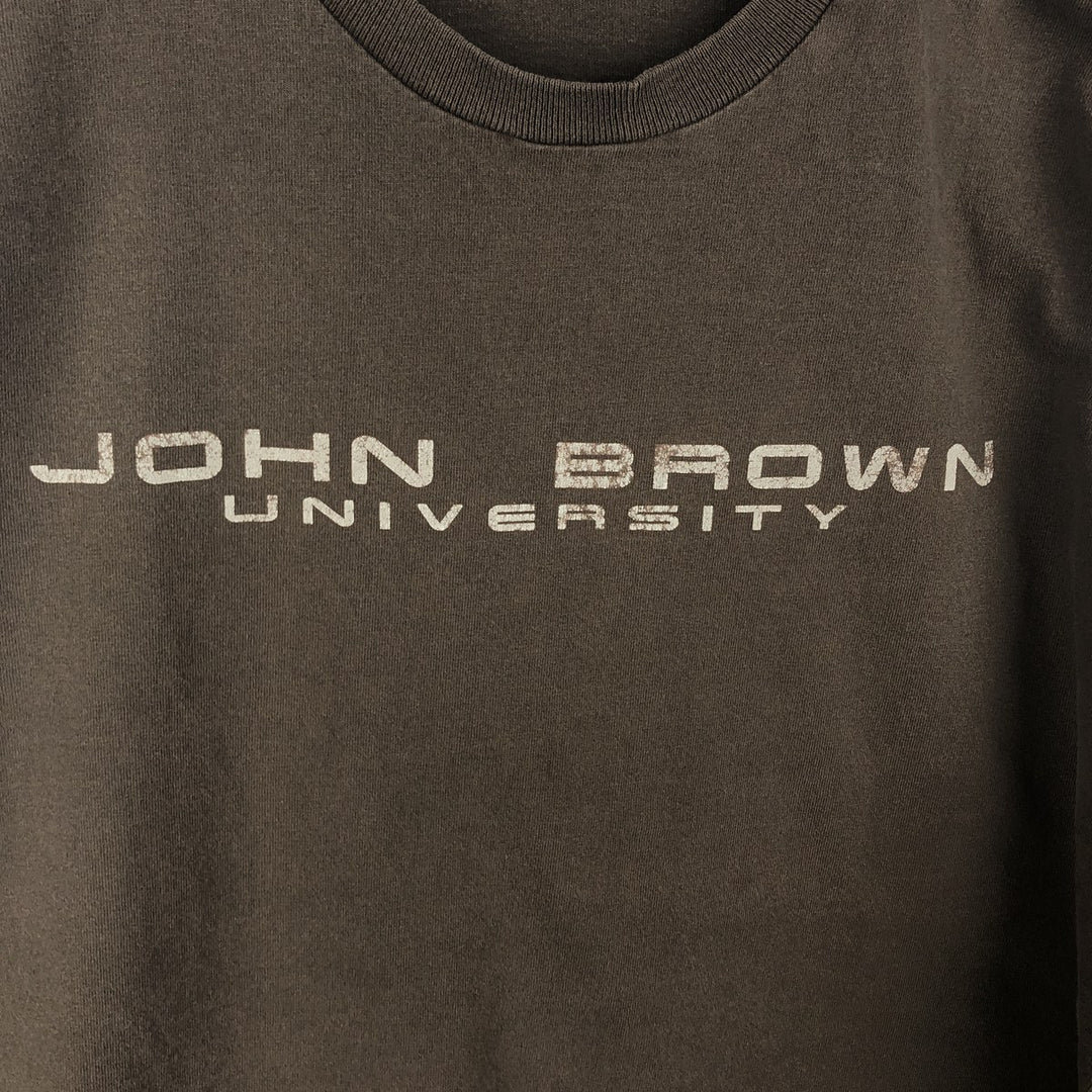 Jansport Brown University College Long-Sleeve T-Shirt, Made in USA, Men's Size XL (approx.) cotton brown type Vintage Second Hand