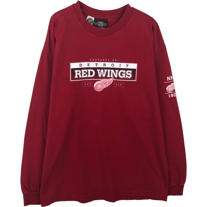 OLD TOME SPORTS NHL DETROIT RED WINGS Long-Sleeve T-Shirt (Men's Size L) cotton red type Vintage Second Hand