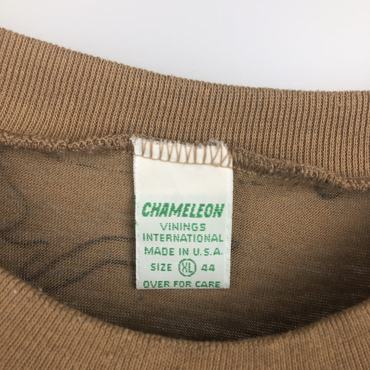 ~90'S CHAMELEON Camouflage Pattern Woodland Camo Long-Sleeve T-Shirt, Made in USA, Men's XL Equivalent, Vintage polyester brown type Vintage Second Hand