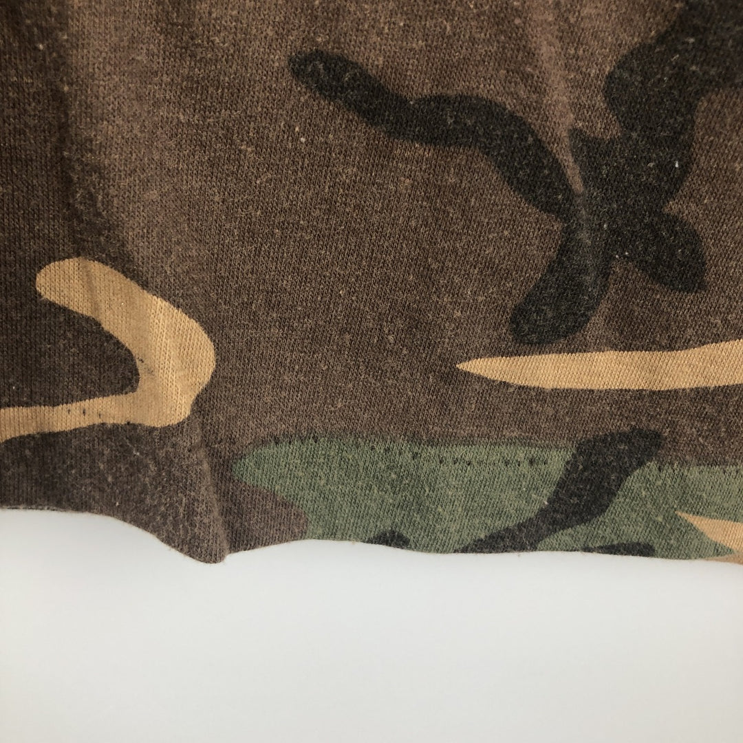 ~90'S CHAMELEON Camouflage Pattern Woodland Camo Long-Sleeve T-Shirt, Made in USA, Men's XL Equivalent, Vintage polyester brown type Vintage Second Hand