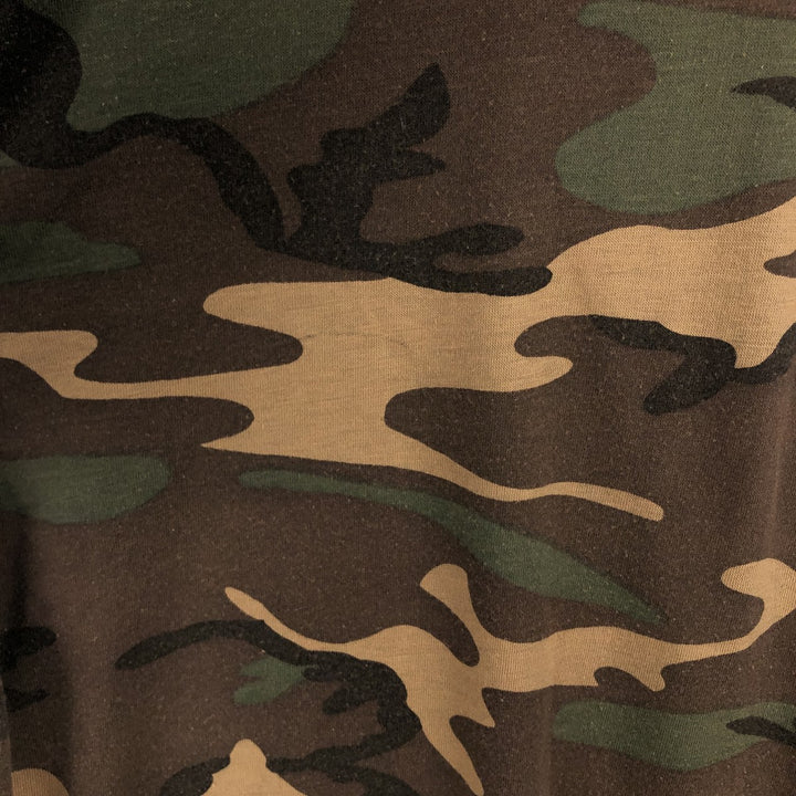 ~90'S CHAMELEON Camouflage Pattern Woodland Camo Long-Sleeve T-Shirt, Made in USA, Men's XL Equivalent, Vintage polyester brown type Vintage Second Hand