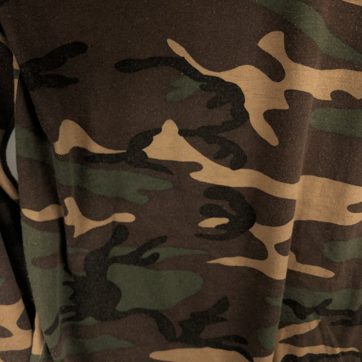 ~90'S CHAMELEON Camouflage Pattern Woodland Camo Long-Sleeve T-Shirt, Made in USA, Men's XL Equivalent, Vintage polyester brown type Vintage Second Hand