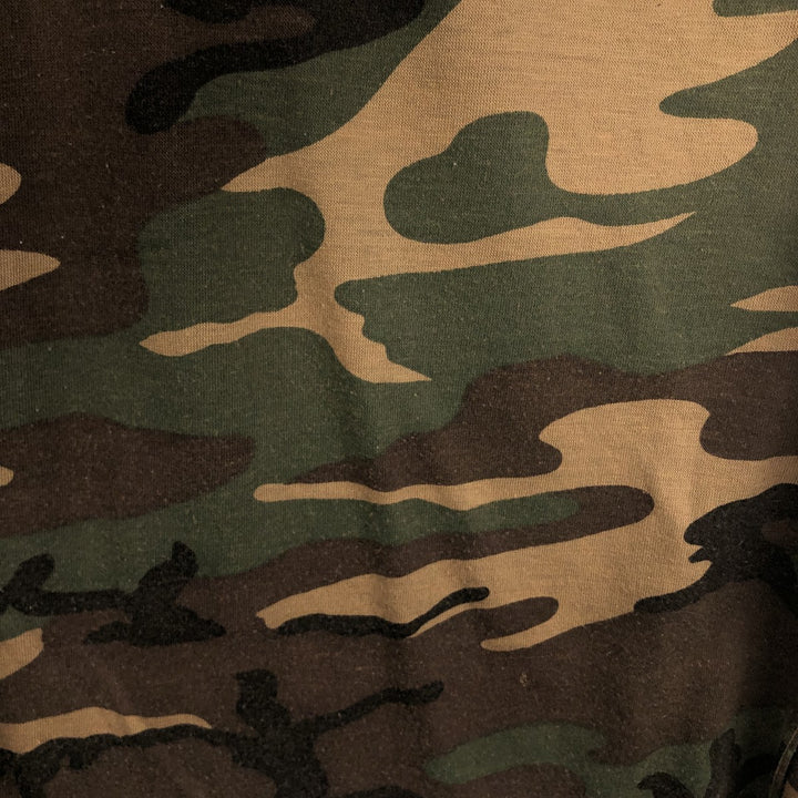 ~90'S CHAMELEON Camouflage Pattern Woodland Camo Long-Sleeve T-Shirt, Made in USA, Men's XL Equivalent, Vintage polyester brown type Vintage Second Hand